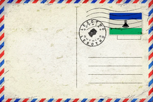 Lesotho Quthing Vintage Air Mail Envelope with Flag and Postmark