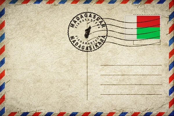 Madagascar Fianarantsoa Vintage Air Mail Envelope with Flag and Postmark