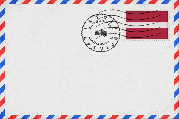 Latvia Daugavpils Vintage Air Mail Envelope with Flag and Postmark