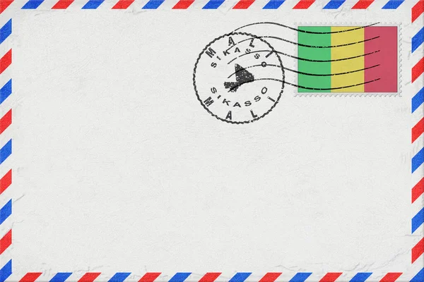 Mali Sikasso Vintage Air Mail Envelope with Flag and Postmark