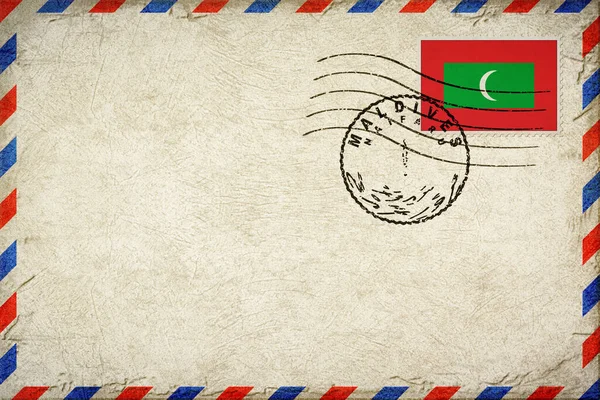 Maldives Naifaru Vintage Air Mail Envelope with Flag and Postmark
