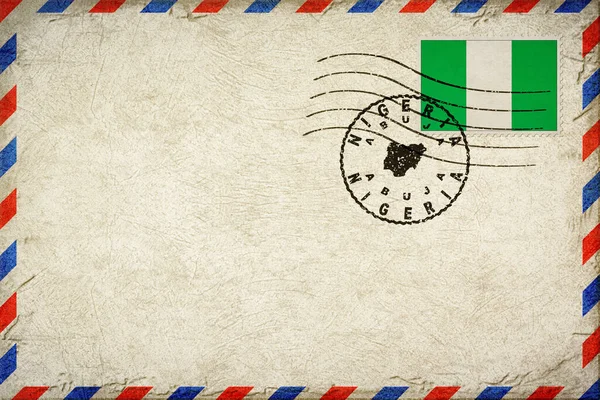 Nigeria Abuja Vintage Air Mail Envelope with Flag and Postmark