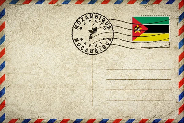 Mozambique Maputo Vintage Air Mail Envelope with Flag and Postmark