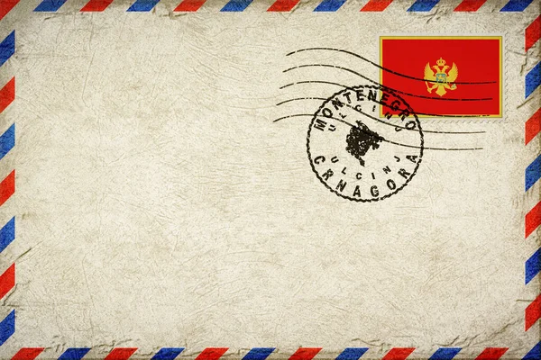 Montenegro Ulcinj Vintage Air Mail Envelope with Flag and Postmark