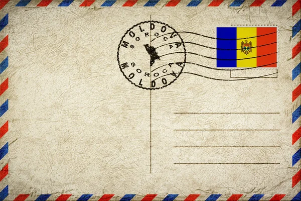 Moldova Soroca Vintage Hava Posta Zarfı Bayrak ve Posta Damgasıyla