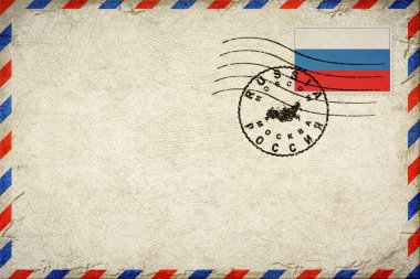 Rusya Moskova Vintage Hava Posta Paketi Bayrak ve Posta Damgasıyla