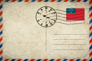 Samoa Siumu Vintage Hava Posta Zarfı Bayrak ve Posta Damgalı