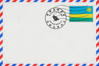 Ruanda Ruhengeri Vintage Hava Posta Zarfı Bayrak ve Posta Damgalı
