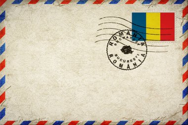 Romanya Bükreş 'te Bayrak ve Posta Damgalı Vintage Hava Postası