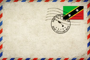Saint Kitts ve Nevis Cayon Vintage Hava Posta Zarfı Bayrak ve Posta Damgalı