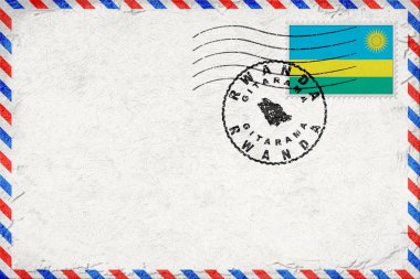 Rwanda Gitarama Bayrak ve Posta Damgalı Eski Hava Posta Zarfı