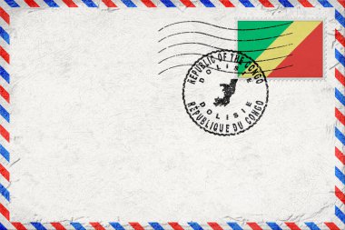 Kongo Cumhuriyeti Dolisie Vintage Hava Postası Bayrak ve Posta Damgalı Zarfı