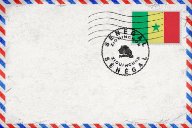 Senegal Ziguinchor Vintage Posta Zarfı Bayrak ve Posta Damgalı