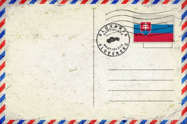 Slovakya Bratislava Bayrak ve Posta Damgalı Vintage Hava Postası