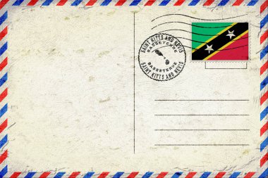 Saint Kitts ve Nevis Basseterre Vintage Hava Postası Bayrak ve Posta Damgalı Zarfı