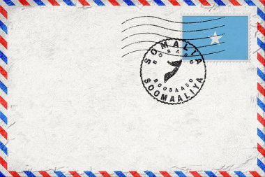Somali Bosaso Vintage Hava Posta Zarfı Bayrak ve Posta Damgalı