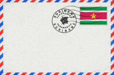 Surinam Paramaribo Vintage Hava Postası Bayrak ve Posta Damgalı Zarfı