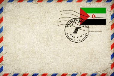 Batı Sahra Dakhla Vintage Hava Posta Zarfı Bayrak ve Posta Damgasıyla