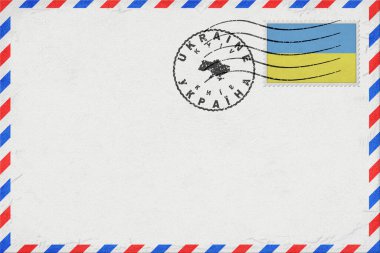 Ukrayna Kyiv Vintage Hava Posta Zarfı Bayrak ve Posta Damgalı