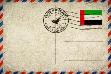 Birleşik Arap Emirlikleri Abu Dabi Vintage Posta Zarfı Bayrak ve Posta Damgasıyla