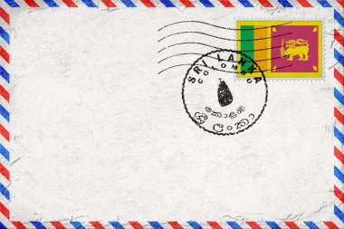 Sri Lanka Colombo Vintage Air Mail Envelope with Flag and Postmark