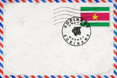 Suriname Moengo Vintage Air Mail Envelope with Flag and Postmark