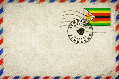 Zimbabwe Mutare Vintage Air Mail Envelope with Flag and Postmark