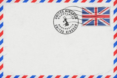 United Kingdom Manchester Vintage Air Mail Envelope with Flag and Postmark