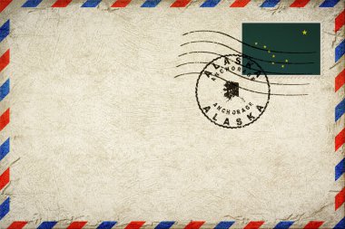 Alaska Anchorage Vintage Air Mail Envelope with Flag and Postmark