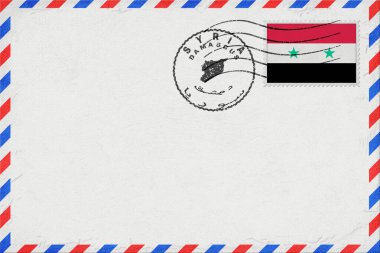 Syria Damascus Vintage Air Mail Envelope with Flag and Postmark