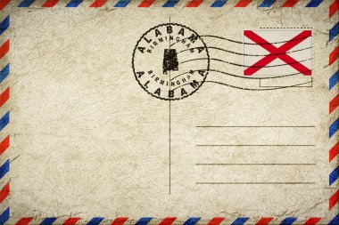 Alabama Birmingham Vintage Air Mail Envelope with Flag and Postmark