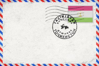 Tacikistan Dushanbe Vintage Posta Zarfı Bayrak ve Posta Damgasıyla