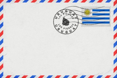 Uruguay Las Piedras Bayrak ve Posta Damgalı Vintage Hava Postası