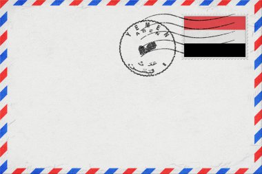 Yemen Aden Vintage Hava Postası Bayrak ve Posta Damgalı Zarfı