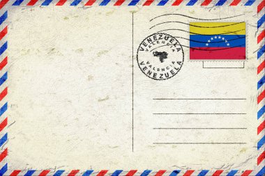 Venezuela Valencia Vintage Hava Posta Zarfı Bayrak ve Posta Damgalı