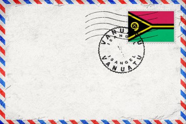 Vanuatu Isangel Vintage Hava Posta Zarfı Bayrak ve Posta Damgalı