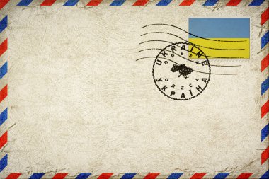 Ukrayna Odesa Vintage Hava Posta Zarfı Bayrak ve Posta Damgalı