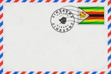 Zimbabwe Harare Vintage Hava Posta Zarfı Bayrak ve Posta Damgalı
