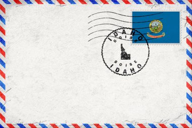 Bayrak ve Posta Damgalı Idaho Boise Vintage Hava Posta Zarfı
