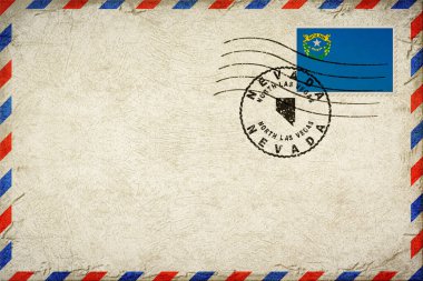 Nevada Kuzey Las Vegas Vintage Hava Posta Zarfı Bayrak ve Posta Damgalı