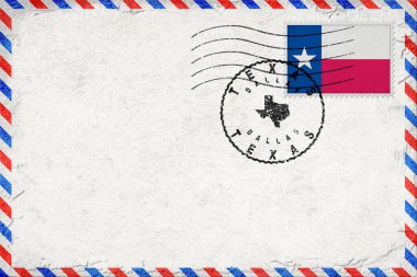 Texas Dallas Vintage Posta Postası Bayrak ve Posta Damgalı