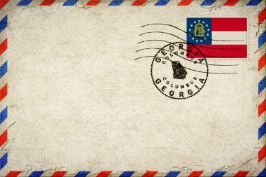 Gürcistan Kolomb Vintage Hava Postası Bayrak ve Posta Damgalı Zarfı
