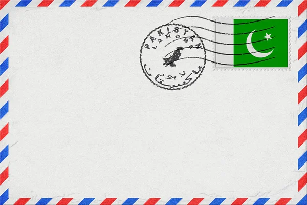 Pakistan Lahor Vintage Hava Postası Bayrak ve Posta Damgalı Zarfı