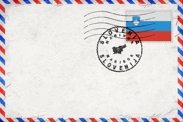 Slovenya Maribor Vintage Hava Posta Zarfı Bayrak ve Posta Damgasıyla