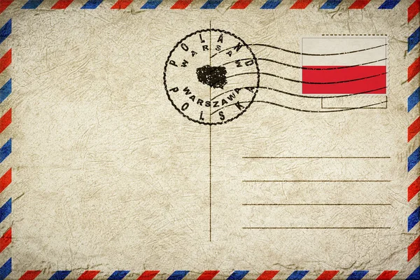 Polonya Varşova Vintage Posta Postası Bayrak ve Posta Damgalı