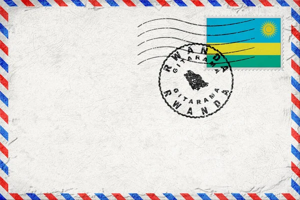 Rwanda Gitarama Bayrak ve Posta Damgalı Eski Hava Posta Zarfı