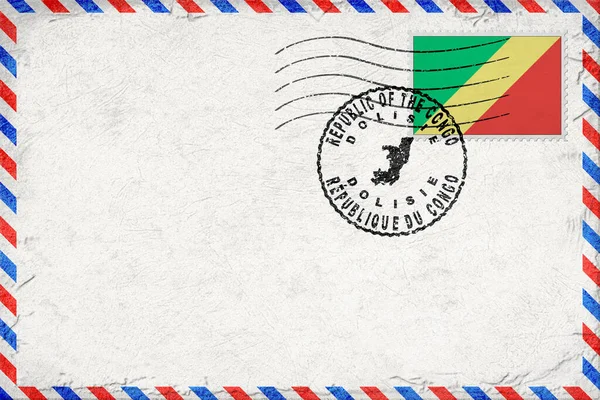 Kongo Cumhuriyeti Dolisie Vintage Hava Postası Bayrak ve Posta Damgalı Zarfı