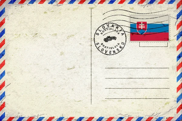 Slovakya Bratislava Bayrak ve Posta Damgalı Vintage Hava Postası