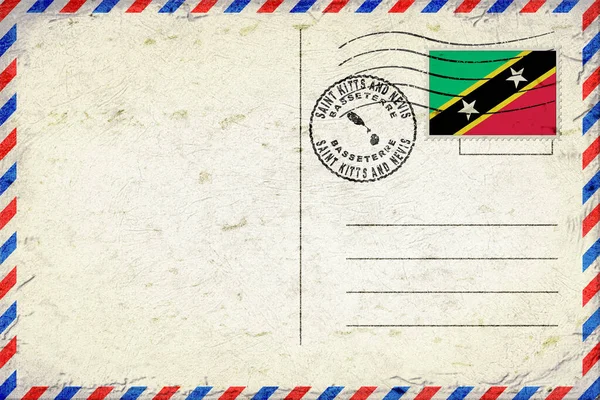Saint Kitts ve Nevis Basseterre Vintage Hava Postası Bayrak ve Posta Damgalı Zarfı