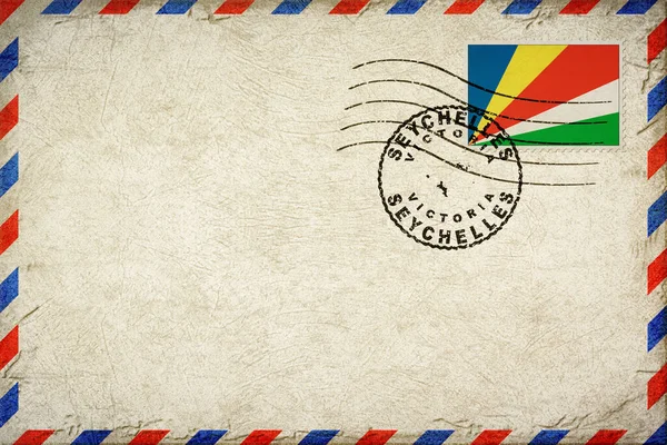 Seyşeller Victoria Vintage Posta Zarfı Bayrak ve Posta Damgalı